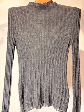 Urban outfitters sheer mock neck top, gray, women’s medium